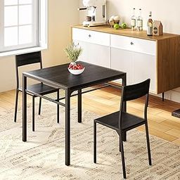 Gizoon Wood Dining Table Set For 2, 3 Piece Kitchen Table With 2 Chairs For Small Space, Apartment, Kitchen, Dining Room, Space-Saving-17