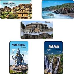 AVI Rubber Rectangular Fridge Magnets Multicolour South India Karnataka Gokarna Jog Falls Chithradurga Design Travel Souvenir C5RFM00157-image-21