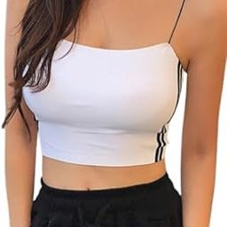 Women's & Girl's Regular wear Side Strip Pattern Padded Crop Tank Top Bralette (Removable Pads) Free-Size (26-34 Bust-Size)-image-67