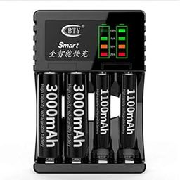 4 Slot LED Battery Charger for AA AAA Rechargeable NIMH NiCd Batteries Black-6