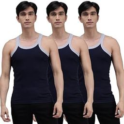 Cotton Solid Sleeveless Black/Red Round Gym Vest for Men (Pack Of3)-image-39