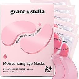 Under Eye Patches For Puffy Eyes (24 Pairs) - Vegan Energizing Under Eye Mask- Pink Eye Masks for Dark Circles, Eye Bags, and Puffiness - by grace and stella-image-70
