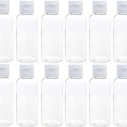 Hunky Dory 12pcs 50ml Empty Clear Plastic Sqaure Bottles Refillable Travel Size Cosmetic Containers Small Leak Proof Squeeze Bottles with White Flip Top Cap for Toiletries,Shampoo,Beauty use-16