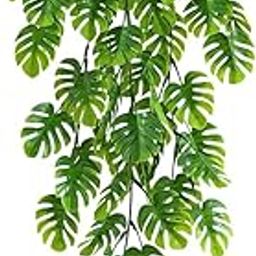 Dekorly Artificial Vines Fake Greenery Garland Willow Leaves Faux Hanging Plants Trailing Weeping Ivy Drooping Realistic Home Office Christmas Holiday Decor (Monstera, One Vines | 80CM)-image-11