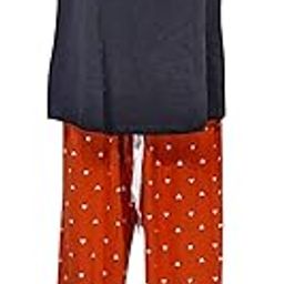 INSHA Beauty Store Women's Short Sleeve Top with Full-Length Pants | Two-Piece Sleepwear | Ladies Night Suits Dresses (Black & Orange,)-image-88