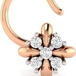 18KT Rose Gold and Diamond Nose Ring for Women-image-32