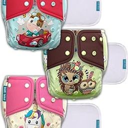 Kids Need Leakage Proof cloth diapers for babies, high absorbent 3 reusable diaper 3 insert pad combo pack washable cloth diaper free size (5-18kg) adjustable pocket diaper 34-16