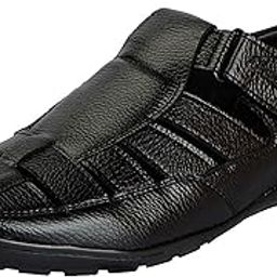 Men's 851-6771-44 Black Leather Hook & Loop Shoe Style Sandals (10 UK)-picture-25