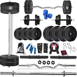 Bodyfit 10KG Weight Lifting Plates with 4 rods Home Gym Exercise Fitness Set Kit.-27