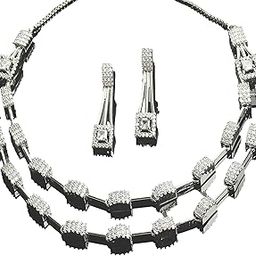 Rose Gold-Plated White American Diamond Studded Charismatic Necklace With Earrings Jewellery Set For Girls and Women-image-65