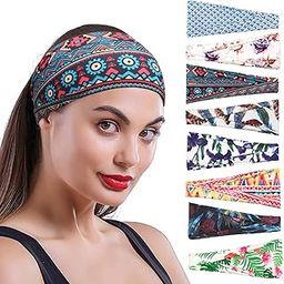 Boho Headbands for Women Yoga Workout Wide Headband Hair Band 8 Pack-image-90