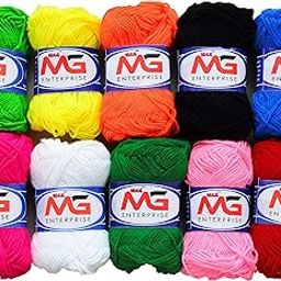 M.G Enterprises 10 pc Combo Wool Ball. Hand Knitting Art Craft Soft Fingering Crochet Hook Yarn, Needle Knitting Thread Dyed-image-20
