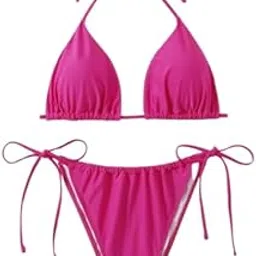 dahr Women's Halter String Triangle Bikini Set, Two Piece Swimsuit, Poly Lycra Swimwear-picture-2