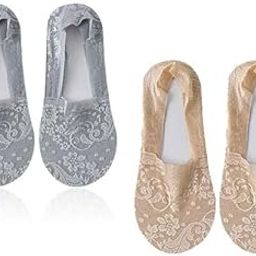 Womens 2 Pairs No Show Low Cut Cotton Lace Non Slip Socks_Free Size-picture-25