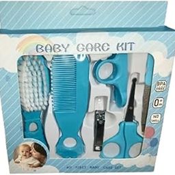 Baby Care Kit, 8-in-1 Grooming Set with Hair Brush, Comb, Nail Clippers, Scissors, Nasal Aspirator for Newborns (Blue)-image-94