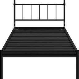 The Original Bed Co. Hampton Single Size (3ft) Metal Bed (Iron - Satin Black) (for Mattress Size: 36”x75”)-image-29