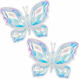 Party Port 40" Iridescent Crystal Butterfly Super Shape foil balloon for Theme Birthday, Baby Shower & Other Decoration (Pack of 1, 4D)-image-24