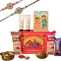 Gifticon Rakshabandhan for Brother with Chocolates Hamper Combo pack of 3 Rakhi1 Celebrations 50 Pack Roli Chawal Card Hamper | IB50-3R-KCHV-SPRLPNDL-CLSCMOR-image-26