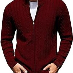 Men's Cotton Full Sleeve High Neck Full Zipper Sweater for Men, Cable Knitted Cardigan for Men-image-62