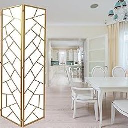 Australian Handicraft Wooden Partition/Wall Screen/Room Divider/for Living Room Partition/Foldable Partition / 3 Panel/Screen Separator Back Side Acrylic Sheet (Golden)-image-72