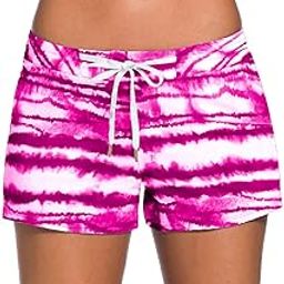 Womens 3" Quick Dry Swim Shorts with Panty Side Split Waistband Plus Size S - 3XL-image-31