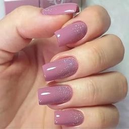Purple Pink with Glitter Stick-On False Nails | 24-Piece Reusable Press-On Fake Nails Set | Easy Glue-On Application | Long-Lasting Shine | Artificial Nail Extensions for Women & Girls-50