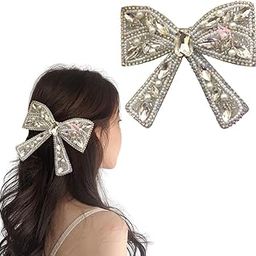 Samyak Handmade Rhinestone Brooch Hair Pins, Bowknot Fabric Hair Accessories for Women, Girls, Bridal, Bridesmaid-image-83
