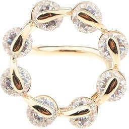 Zircon Crystal Ring Fashion Lady Silk Chiffon Scarf Clip Ring Rose Gold-image-70