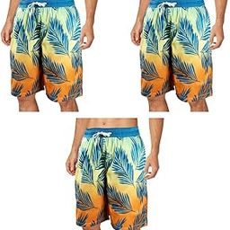 Swimming Shorts for Men Casual Fashion Gradient Print Summer Beach Quick Dry Polyester Elastic Waist Chino Swim Wear L 3 PCS-image-40