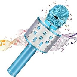 Kids Advance Handheld Wireless Singing Mike Multi-Function Bluetooth Karaoke Mic with Microphone Speaker for All Smart Phones (Royal Blue)-1