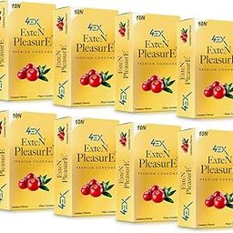 4EX Plain Condoms for Men (Pack of 8) | Exten Pleasure Cranberry Flavour | Extra Lubricatrd | Electronically Tested (10 Condoms Per Pack)-picture-13