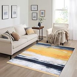 Sparrow World 5 x 7 Feet 3D Multi Printed Vintage Mandala Carpet Rug Runner and Carpets for Bedroom/Living Area/Home with Anti Slip Backing (5x7 ft) (Yellow nd Grey)-image-25