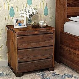 Sheesham Wood Storage Bedside End Table for Bedroom (Natural Finish)-image-57