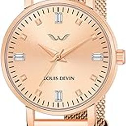Rose Gold/Black Plated Mesh Chain Analog Wrist Watch for Women (Silver/Rose Gold/Black Dial) | LD-RG184-picture-22