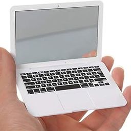 Ubervia Mini Round Tabletop Pocket Laptop Mirror Computer Glass Women Girls Cute_156564, Framed, White-image-49