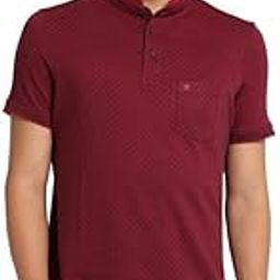 turtle Men Cotton Maroon Self Design Polo Neck T-Shirts-picture-23