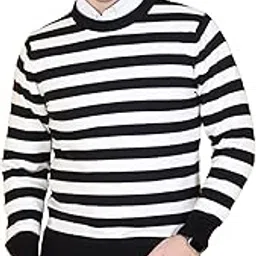 dzant Men's Sweater's Winter Wear Round Neck Full Sleeve Striped Woolen Knitted Pullover-picture-3