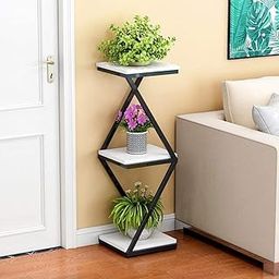 Device Bas with BROWN ART SHOPPEE 3 Tier 3 Potted Iron-Wood Plant Stand, Curved Flower Pot Holder Shelf for Indoor Outdoor (Black-White)-image-68