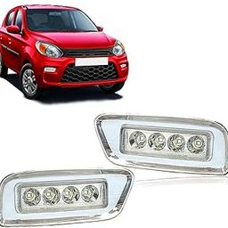 Selifaur - High Brightness 4 LED DRL Fog Lamp Assembly with Chrome Finishing Plastic Ring for Alto 800 2019-image-1
