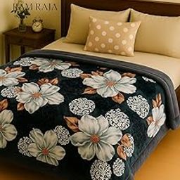 Double Bed Queen Size Razai | Heavy Warm Winter Comforter | 3.5-3.8 kg | Fiber Filled | Soft & Cozy Blanket (Black Floral Quilt)-image-90