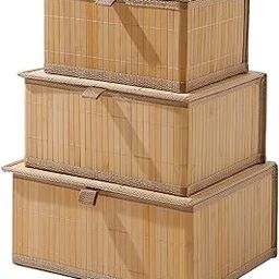 HomeStorie Eco-Friendly Bamboo Storage Boxes with Lid, Brown, Large+Medium+Small, Rectangle, Set of 3 (AR2163)-15