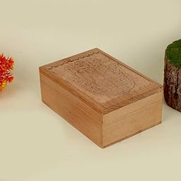Handcrafted Wooden Storage Box with Hamsa Carving, 15 x 10 x 5.5 cm, Hinged Lid, Decorative Jewellery Organiser-image-45
