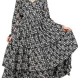 Noir Bloom Maxi Dress | Elegant Long Flowy Summer Dress | Long Floral Dress for Women-image-19