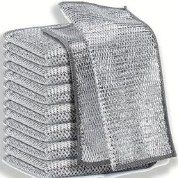 ShopVerse Microfiber Multipurpose Wire Dishwashing Rags for Wet and Dry Stainless Steel Scrubber Non-Scratch Wire Dishcloth for Washing Dishes Sinks Counters Easy Rinsing Machine Washable (Pack Of 10)-image-24