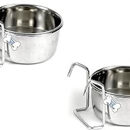THE DDS STORE Stainless Steel Bird Feeding Dish Cups,Bird Feeder Parrot Food Water Bowls,Pet Cage Cups Holder For Bird Parrot Cockatiel Conure Budgies Parakeet Small Animal (Hook Holder,2 Pcs 500 Ml)-image-3