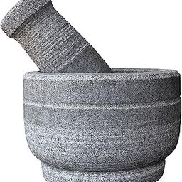 Aminus Grip Large size Natural Granite Mortar and Pestle Set Stone Grinder Bowl for Grind Crush & Mash Herb Spices Nuts & to Release Flavor Easy to Use & Clean Holds 1 Cup (Width 5.5in & Height 4in)-image-24