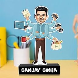 ZOCI VOCI Personalized Toony Caricatures | Best Rakhi Gift for Brother, Sister, Cousins | Funny Photo Frame Caricature Standees for your Siblings (Multitasking Man)-image-38