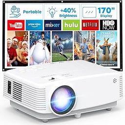 Mini Projector, HD Portable Projector 1080P Full HD Supported, Movie Projector Compatible with Smartphone & Tablet TV Stick Laptop HDMI USB AV, White-image-6