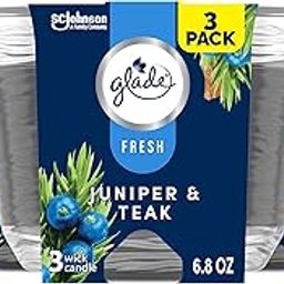 Glade 3 Wick Scented Candle, Fresh Juniper & Teakwood, Fragrance Infused with Essential Oils, 6.8 oz-image-47