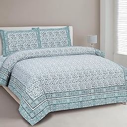 CLOTHOLOGY Bedsheet for Double Bed King Size | Jaipuri Rajasthani Cotton Bed Sheet | 1 King Size bedsheet with Pillow Cover | 240 TC Jaipuri Prints Flat Double Bed Bedsheet Cotton King Size-image-38